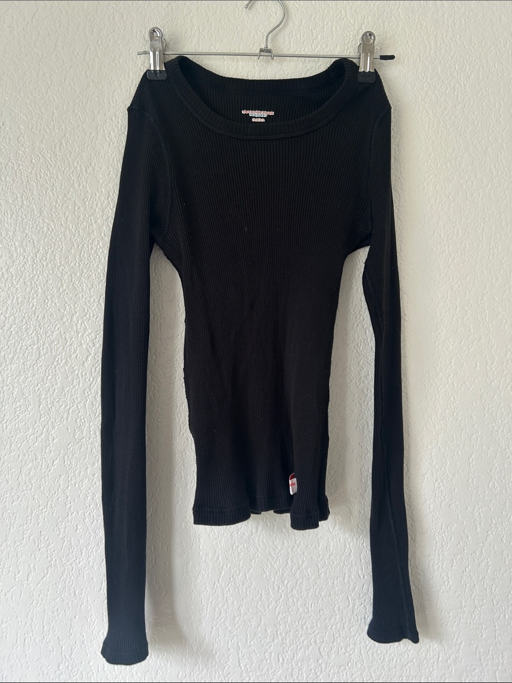 Alexander Wang Black Rib-Knit Long Sleeve Top